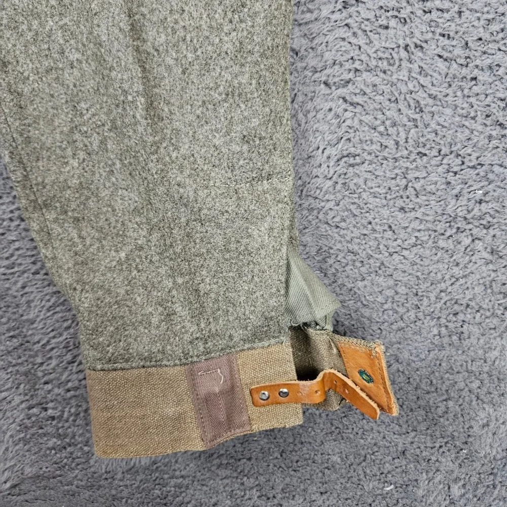 Vintage‎ Swedish Military M58 Wool Cargo Pants Green Leather Ankle Straps 42x30